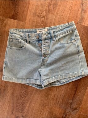 PacSun Light Blue High-Rise Button-Fly Denim Shorts